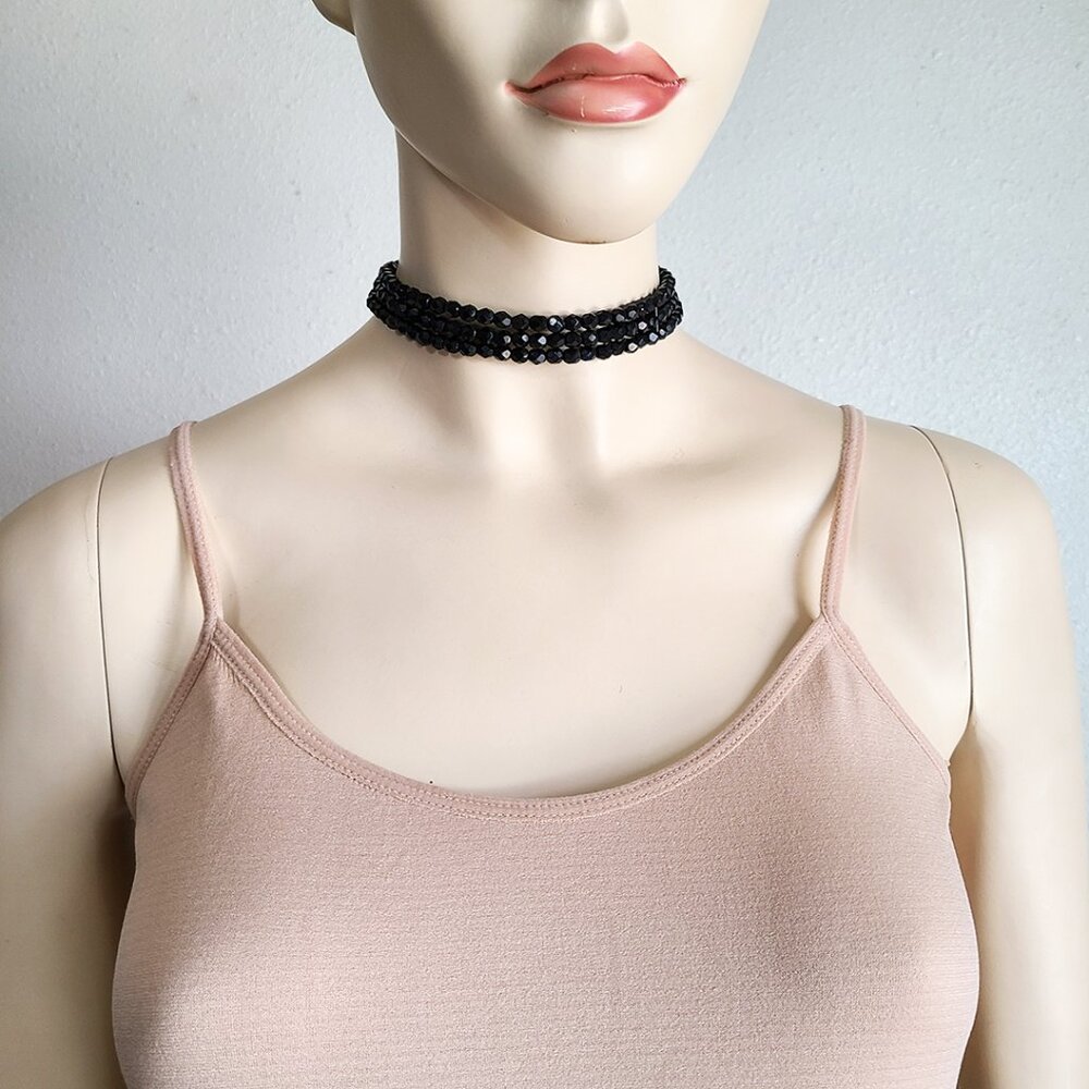 black shine bead choker